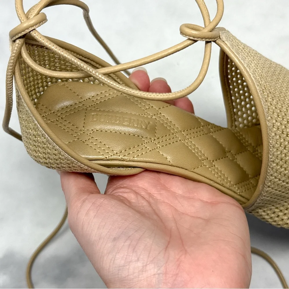 NEW Burberry Prorsum Embroidered Logo Mesh Ankle Wrap Tie Sandal Pump Heels 39.5 - Picture 7 of 16